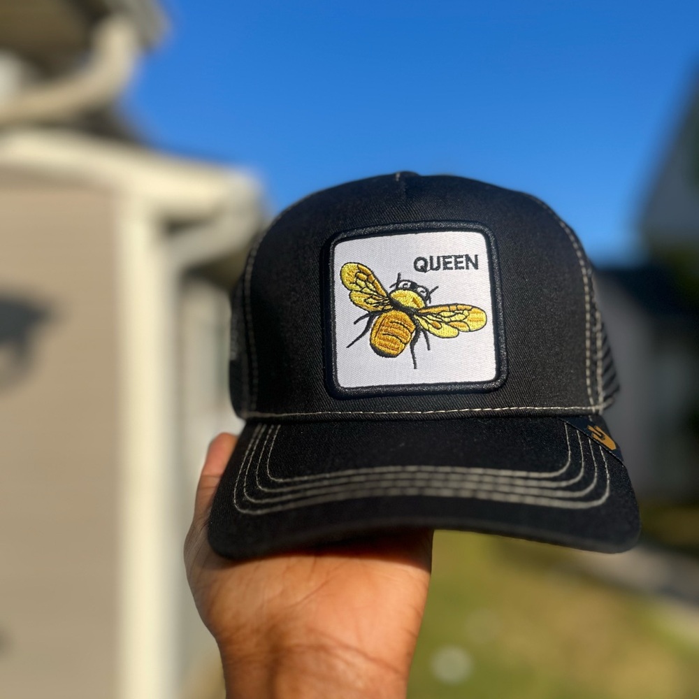 Black Trucker Hat With Bee Patch - image 1